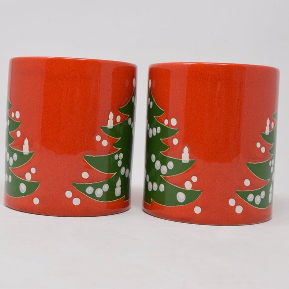 VTG Set Waechtersbach West W Germany Christmas Tree Mug Ceramic Red Green 2 Cups - Picture 9 of 14